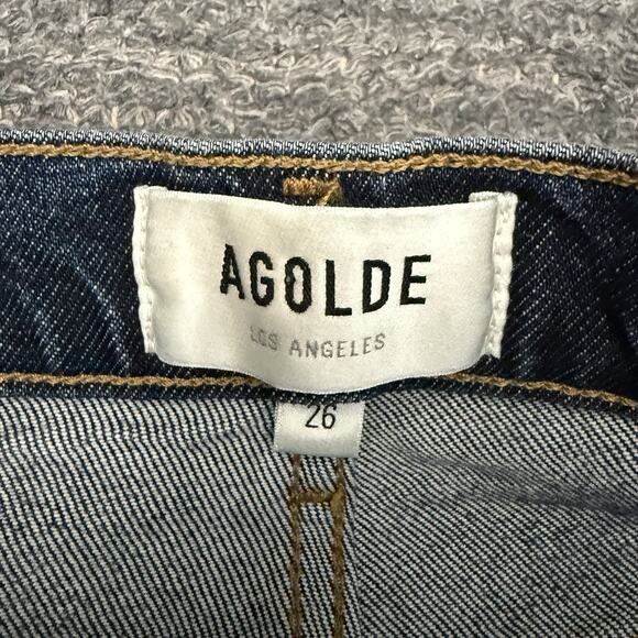 Agolde Riley Jeans Women 26 Long Tall Blue Denim Straight Dark Wash Stretch - Picture 8 of 12